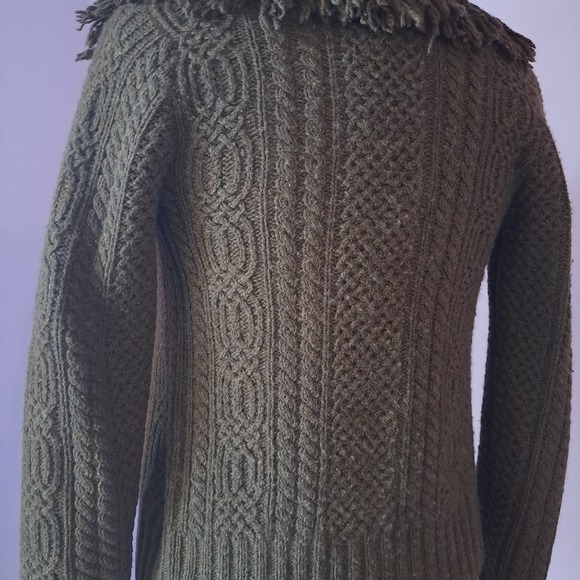 RALPH LAUREN Brown Fringe Wool/Cashmere Handknit Sweater - Picture 3 of 7